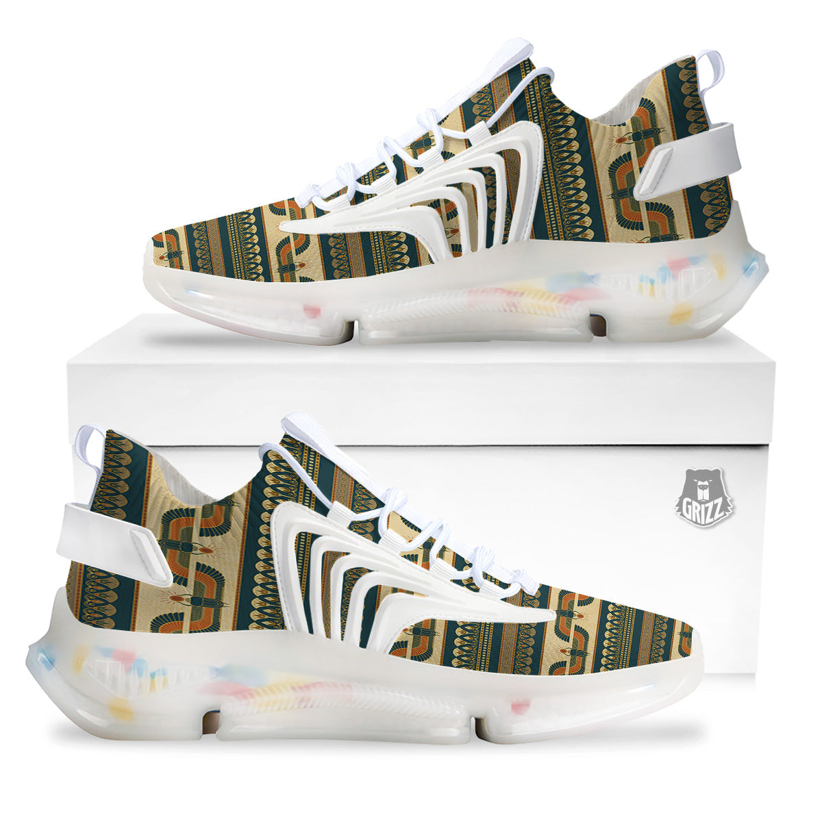 Symbols Of Ancient Egypt Print Pattern White Gym Shoes-grizzshop