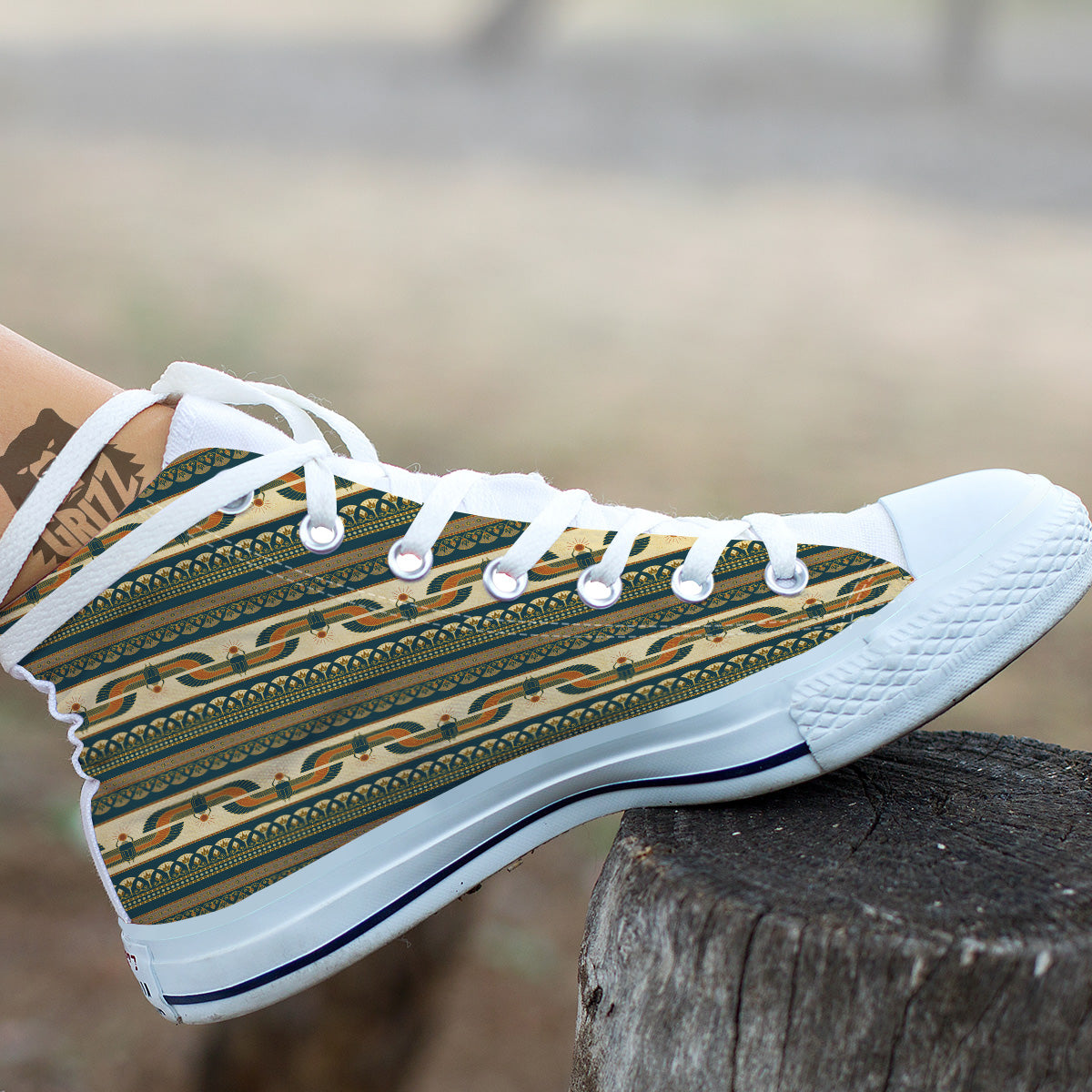 Symbols Of Ancient Egypt Print Pattern White High Top Shoes-grizzshop