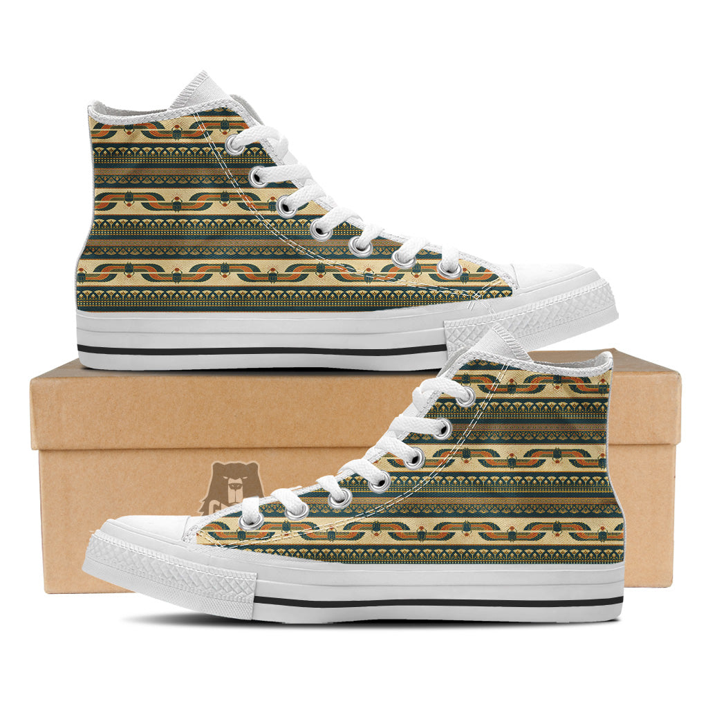 Symbols Of Ancient Egypt Print Pattern White High Top Shoes-grizzshop