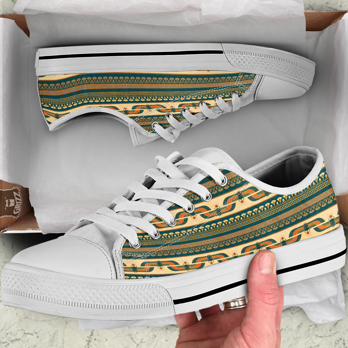 Symbols Of Ancient Egypt Print Pattern White Low Top Shoes-grizzshop