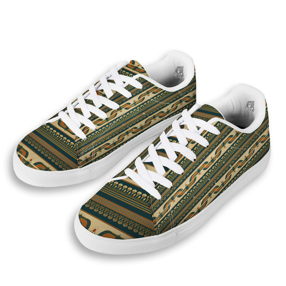 Symbols Of Ancient Egypt Print Pattern White Low Top Sneakers-grizzshop