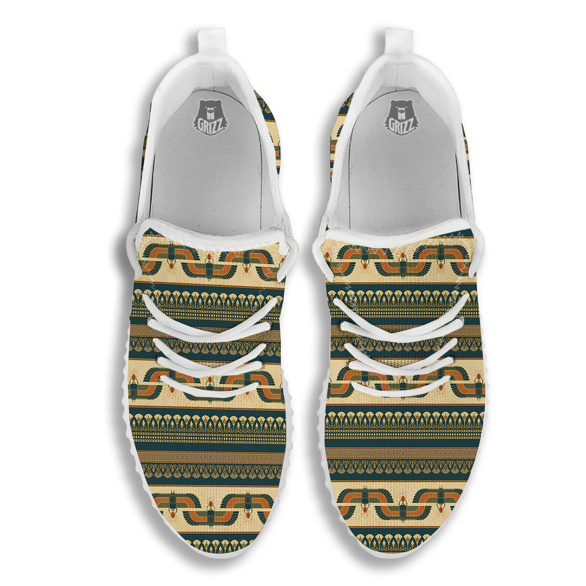 Symbols Of Ancient Egypt Print Pattern White Walking Shoes-grizzshop