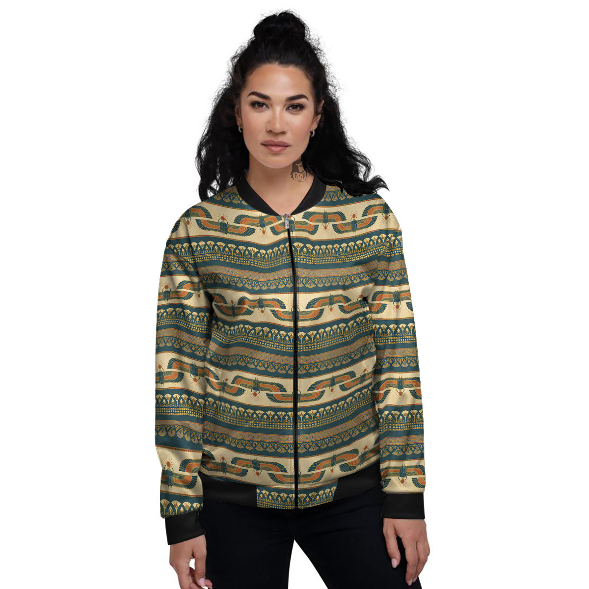 Symbols Of Ancient Egypt Print Pattern Women's Bomber Jacket-grizzshop