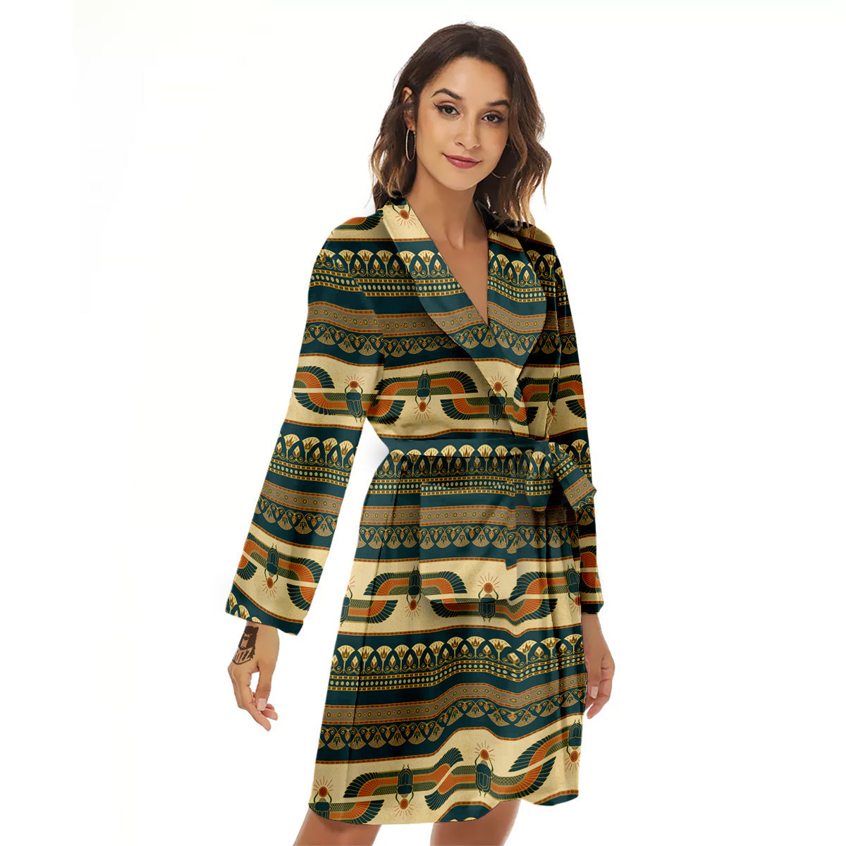 Symbols Of Ancient Egypt Print Pattern Women's Robe-grizzshop