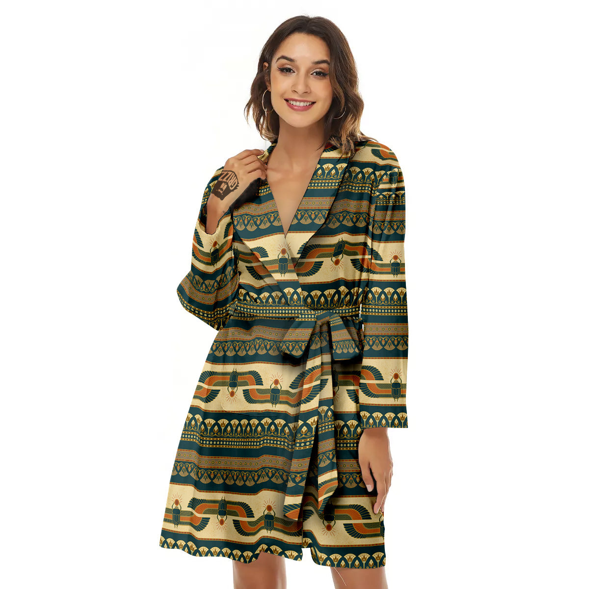Symbols Of Ancient Egypt Print Pattern Women's Robe-grizzshop