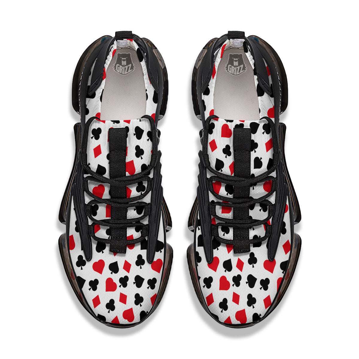 Symbols Playing Card Print Pattern Black Gym Shoes-grizzshop