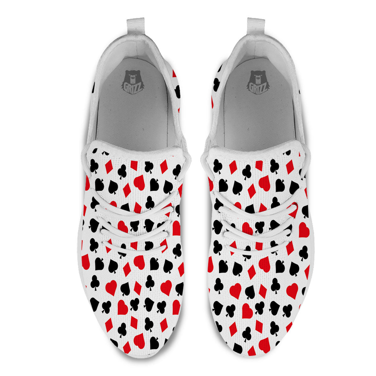 Symbols Playing Card Print Pattern White Athletic Shoes-grizzshop