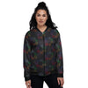 Symbols Seven Chakra Print Pattern Women's Bomber Jacket-grizzshop