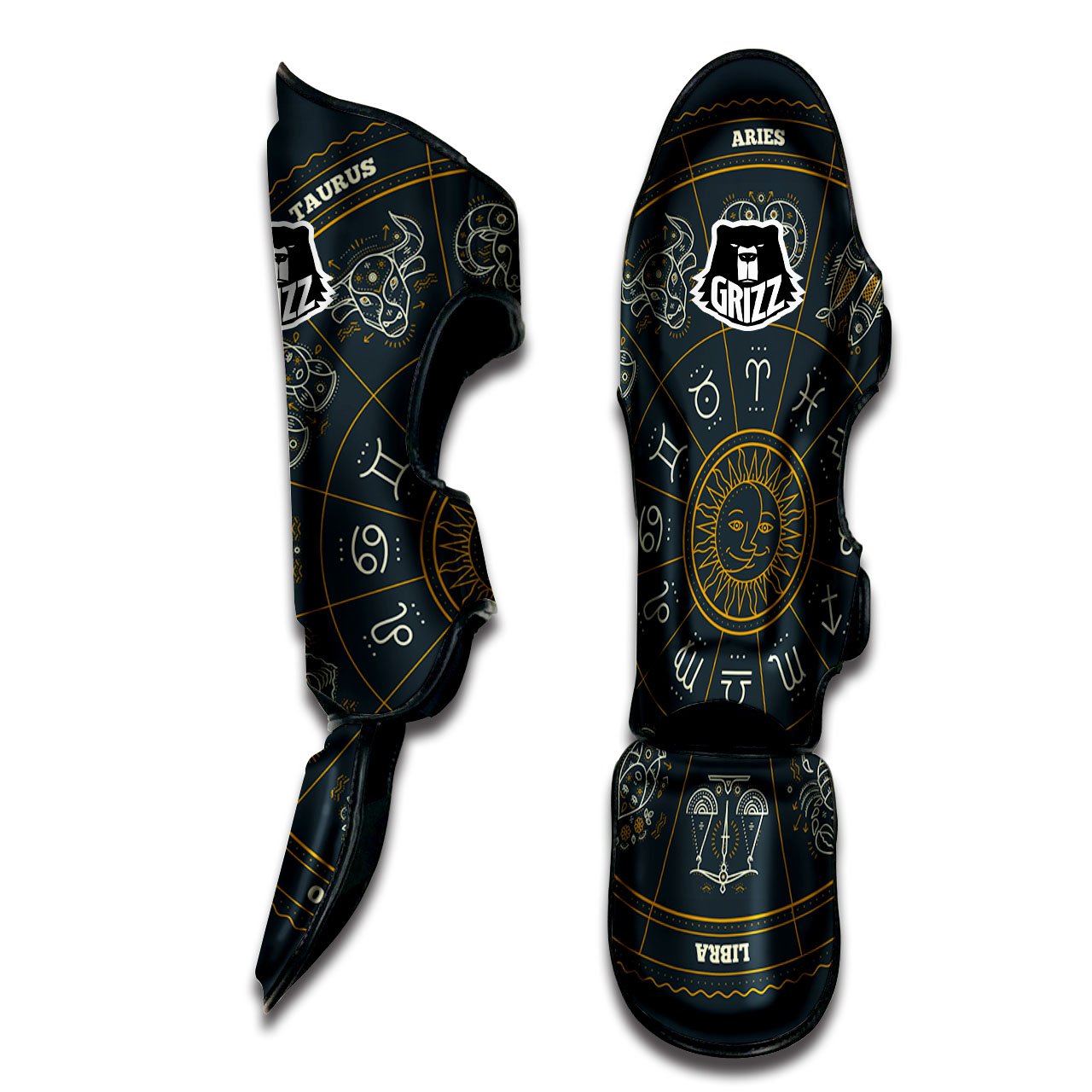 Symbols Zodiac Astrology Print Muay Thai Shin Guards-grizzshop