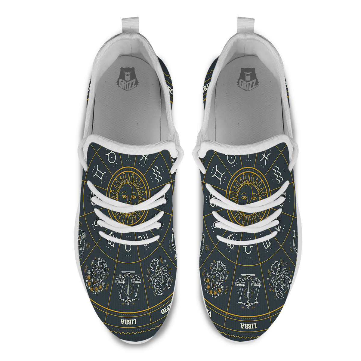 Symbols Zodiac Astrology Print White Athletic Shoes-grizzshop