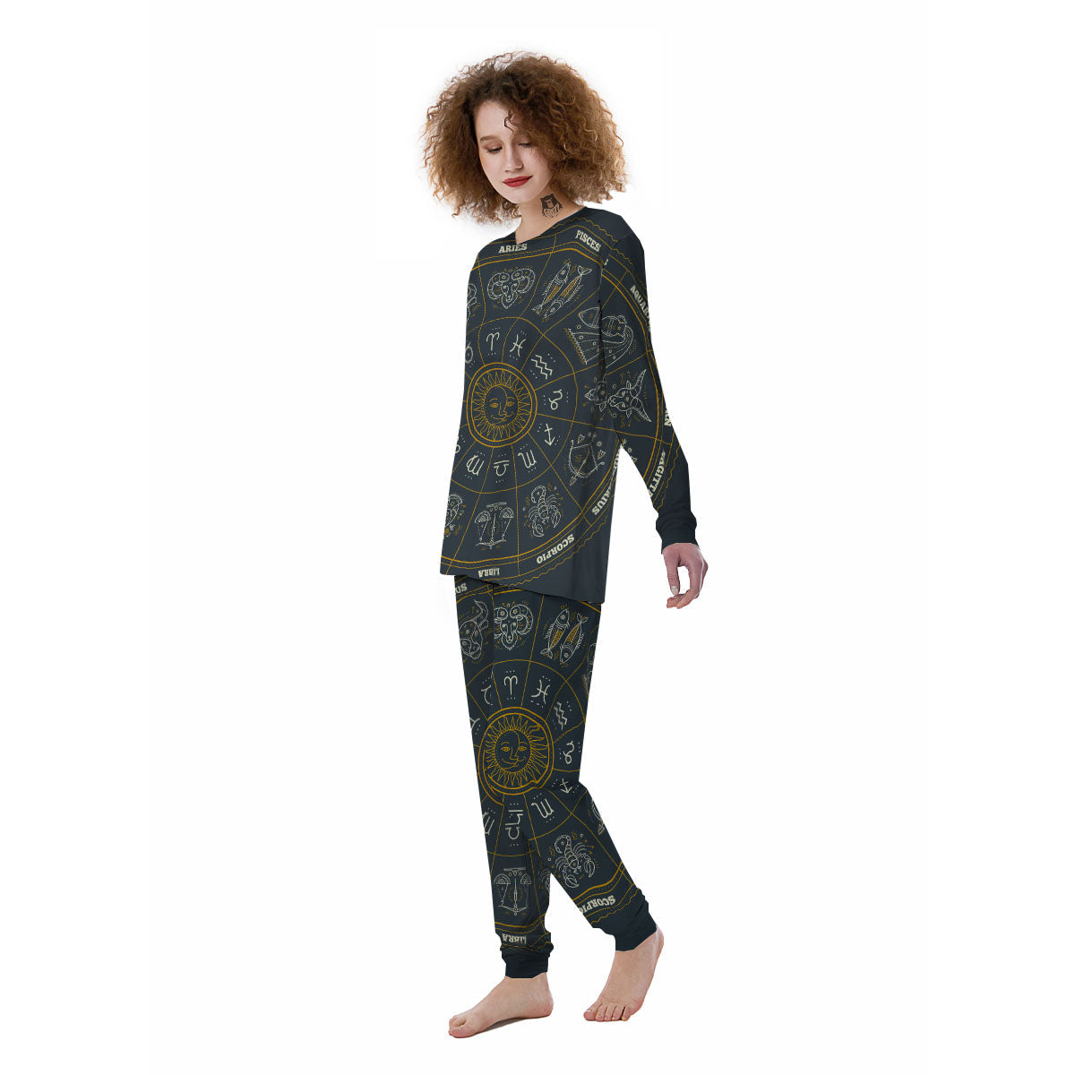 Symbols Zodiac Astrology Print Women's Pajamas-grizzshop