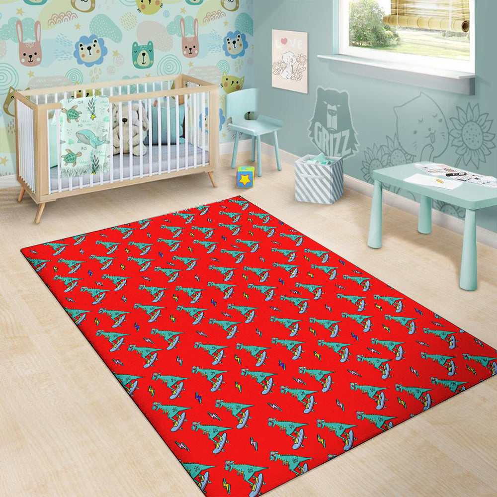 T-Rex Cute Dino Print Pattern Floor Mat-grizzshop