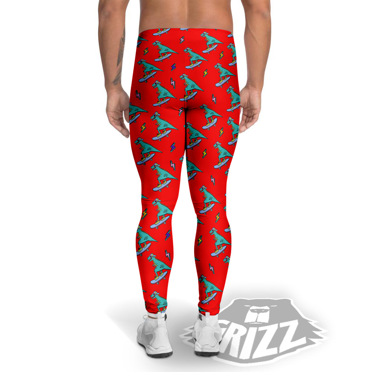 T-Rex Cute Dino Print Pattern Men's Leggings-grizzshop