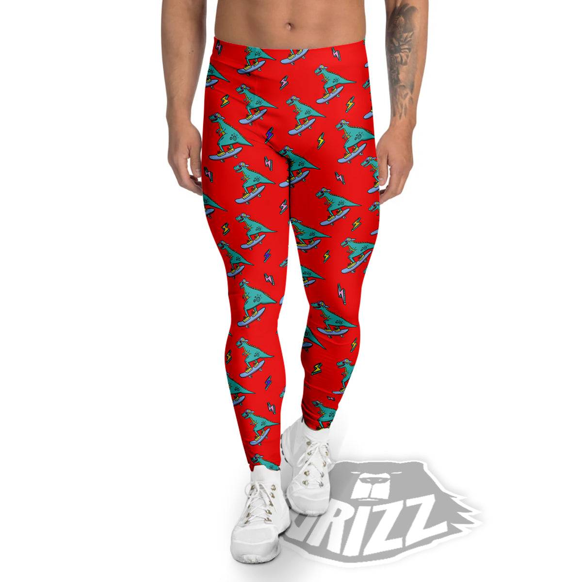 T-Rex Cute Dino Print Pattern Men's Leggings-grizzshop
