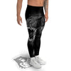 T-Rex Dinosaur White And Black Print Men's Leggings-grizzshop