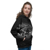 T-Rex Dinosaur White And Black Print Women's Hoodie-grizzshop