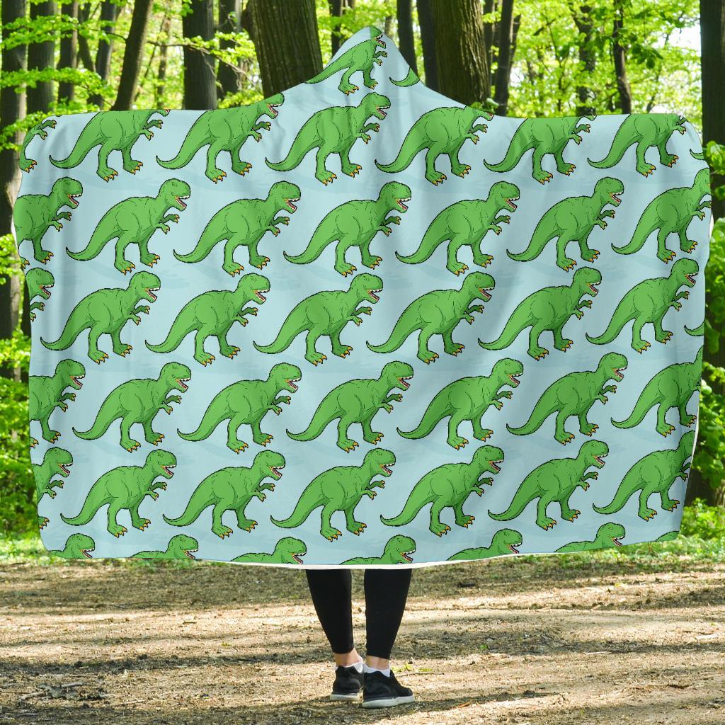 T rex Dinosaur Pattern Print Hooded Blanket-grizzshop