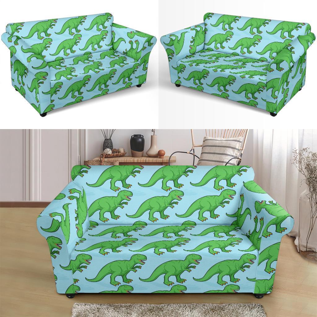 T rex Dinosaur Pattern Print Loveseat Cover-grizzshop