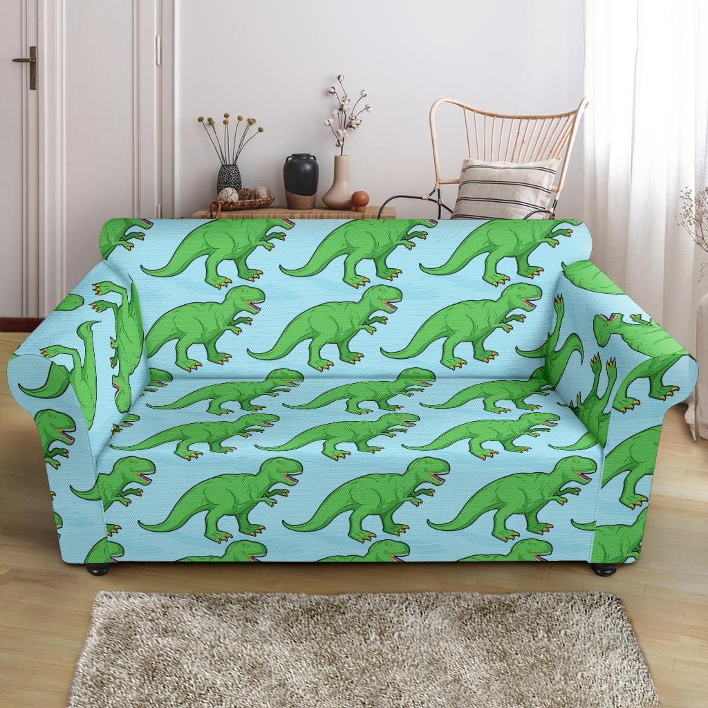 T rex Dinosaur Pattern Print Loveseat Cover-grizzshop