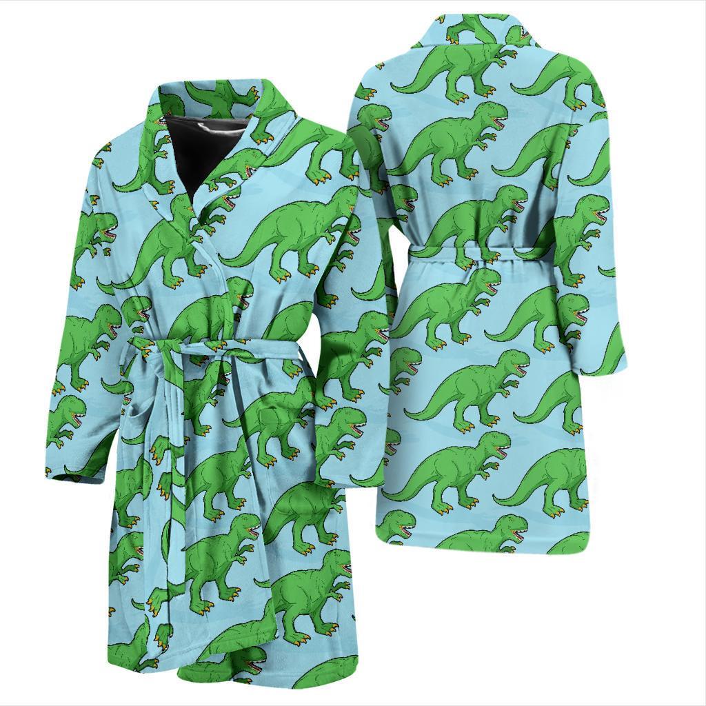 T rex Dinosaur Pattern Print Men Long Robe-grizzshop