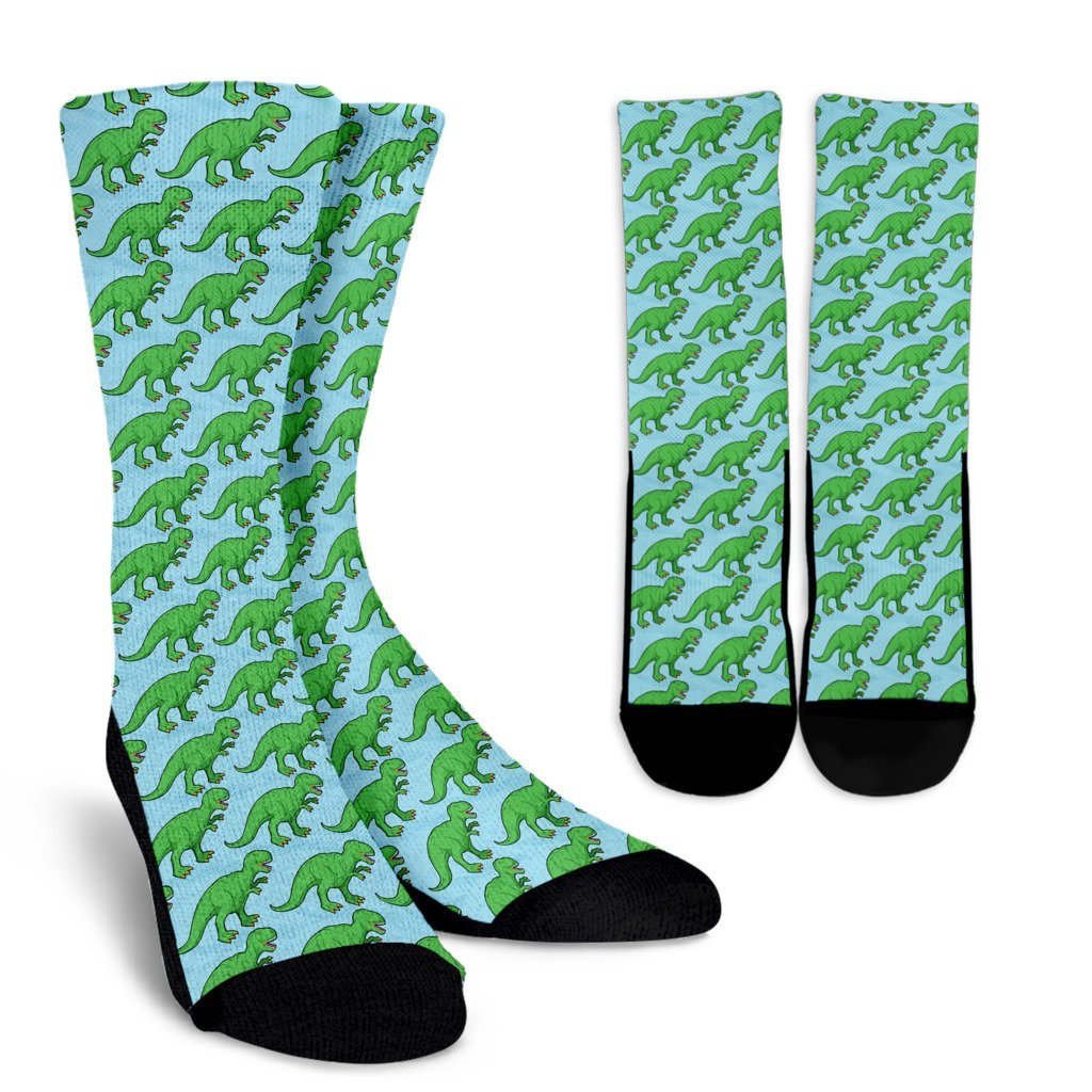T rex Dinosaur Pattern Print Unisex Crew Socks-grizzshop