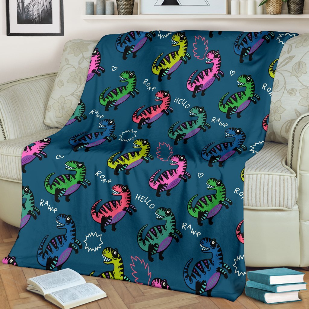 T rex Dinosaur Print Pattern Blanket-grizzshop