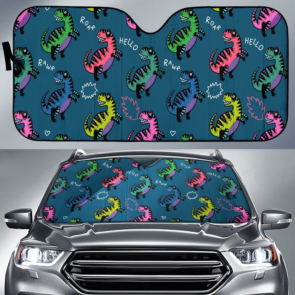 T rex Dinosaur Print Pattern Car Sun Shade-grizzshop
