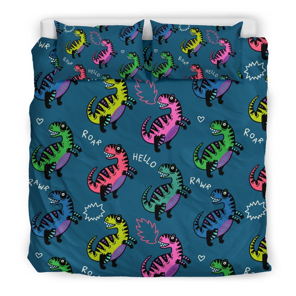 T rex Dinosaur Print Pattern Duvet Cover Bedding Set-grizzshop