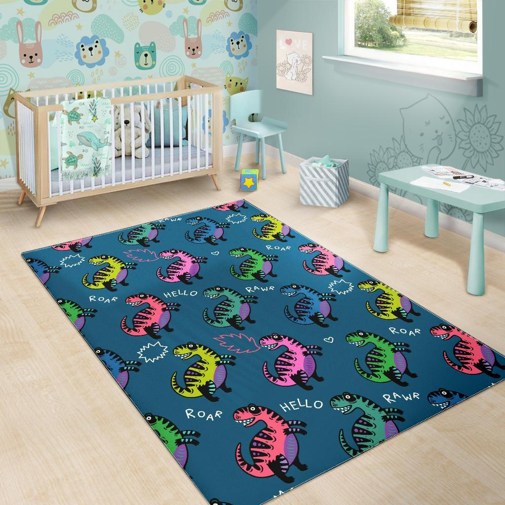 T rex Dinosaur Print Pattern Floor Mat-grizzshop