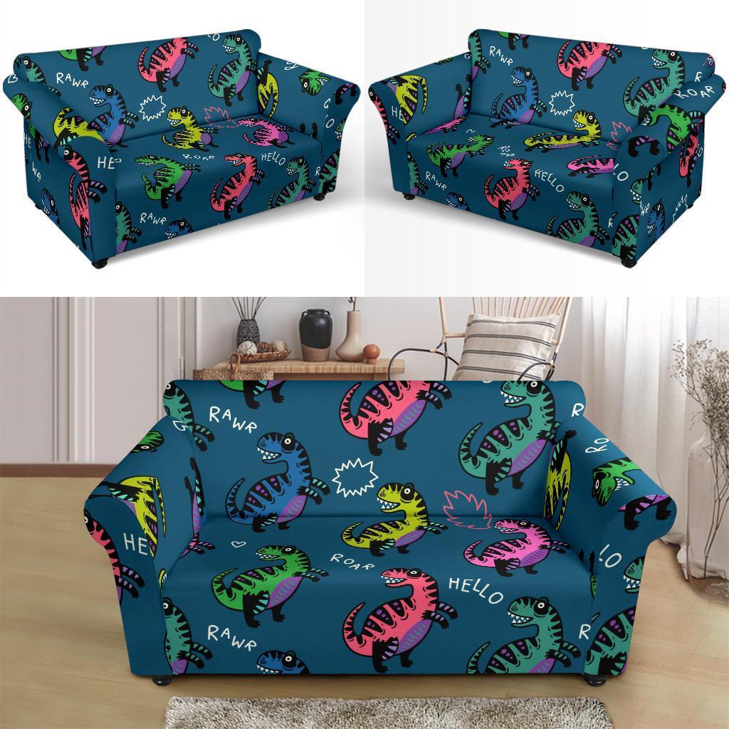 T rex Dinosaur Print Pattern Loveseat Cover-grizzshop