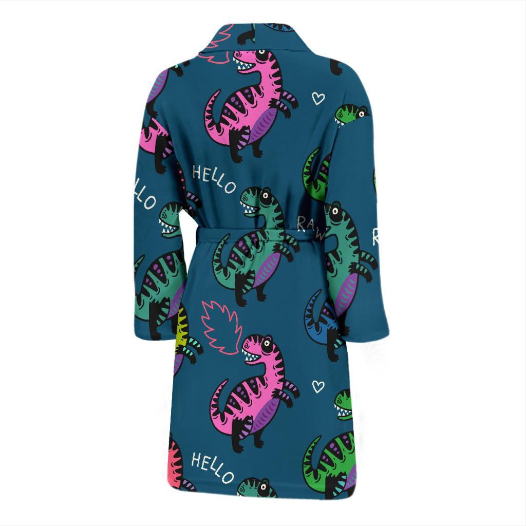 T rex Dinosaur Print Pattern Men Long Robe-grizzshop