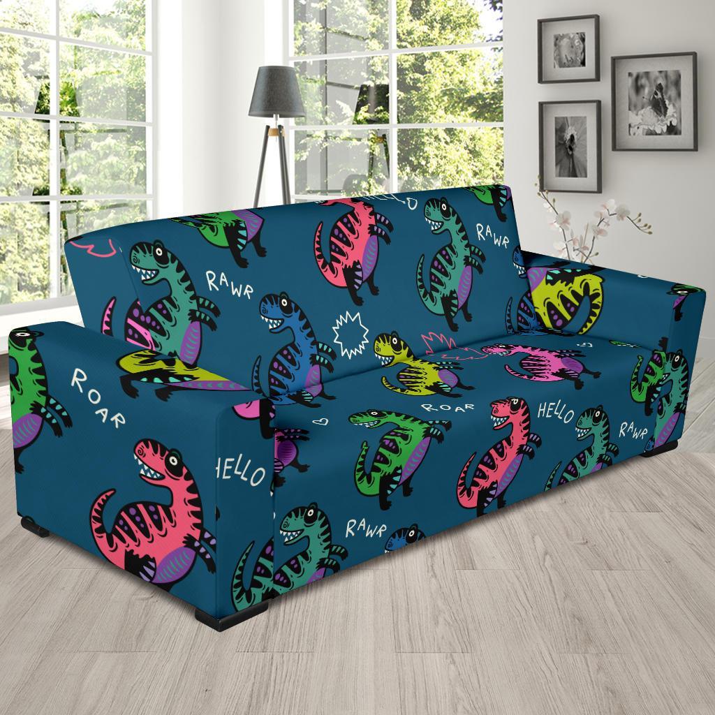 T rex Dinosaur Print Pattern Sofa Covers-grizzshop