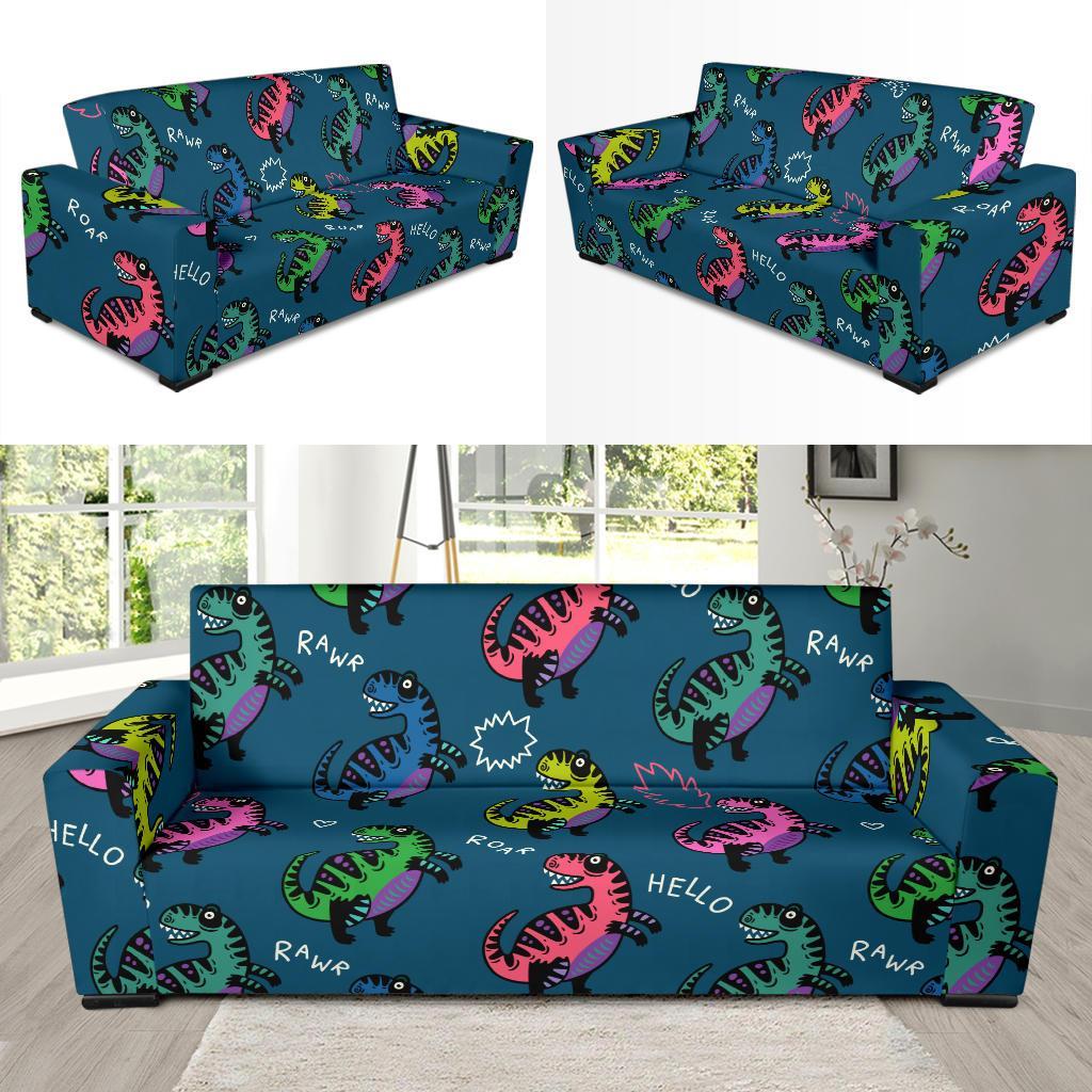 T rex Dinosaur Print Pattern Sofa Covers-grizzshop