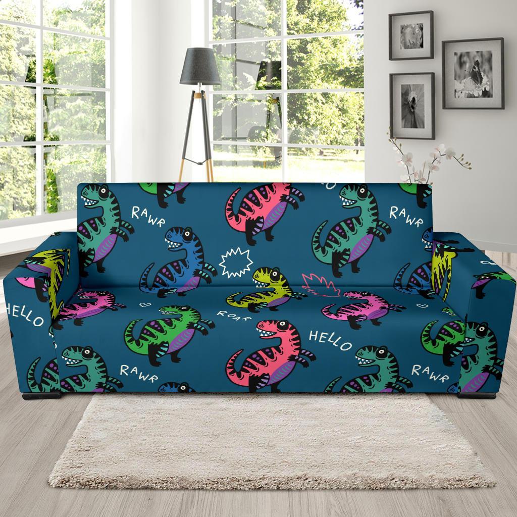 T rex Dinosaur Print Pattern Sofa Covers-grizzshop