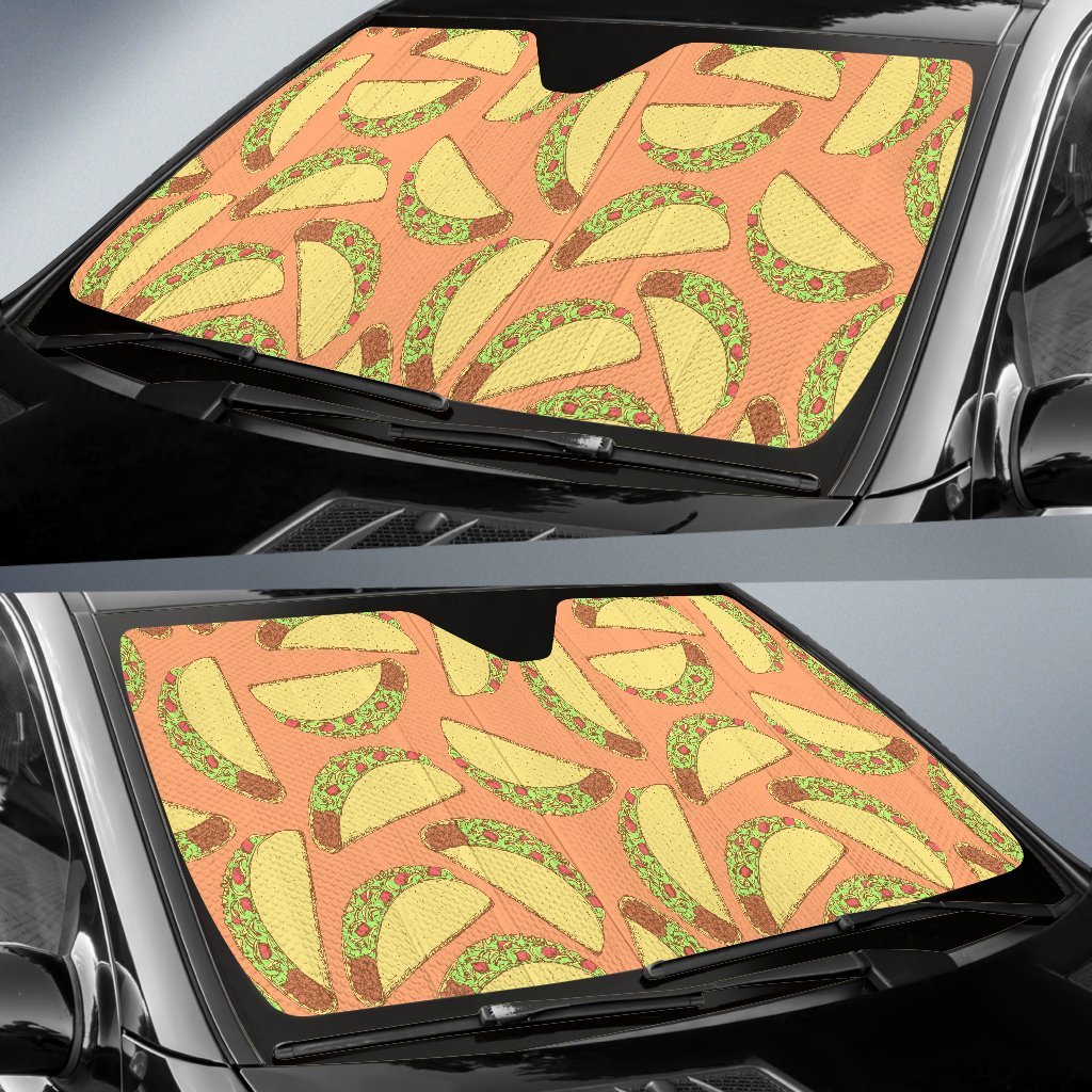 Taco Pattern Print Car Sun Shade-grizzshop