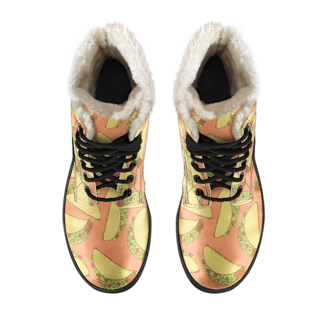 Taco Pattern Print Comfy Winter Boots-grizzshop