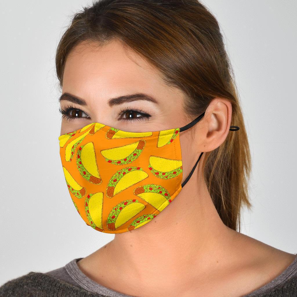 Taco Pattern Print Face Mask-grizzshop