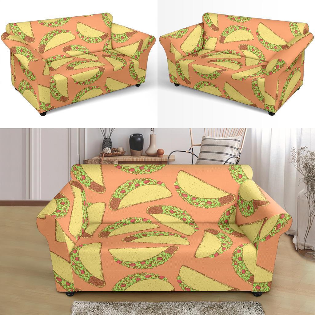 Taco Pattern Print Loveseat Cover-grizzshop