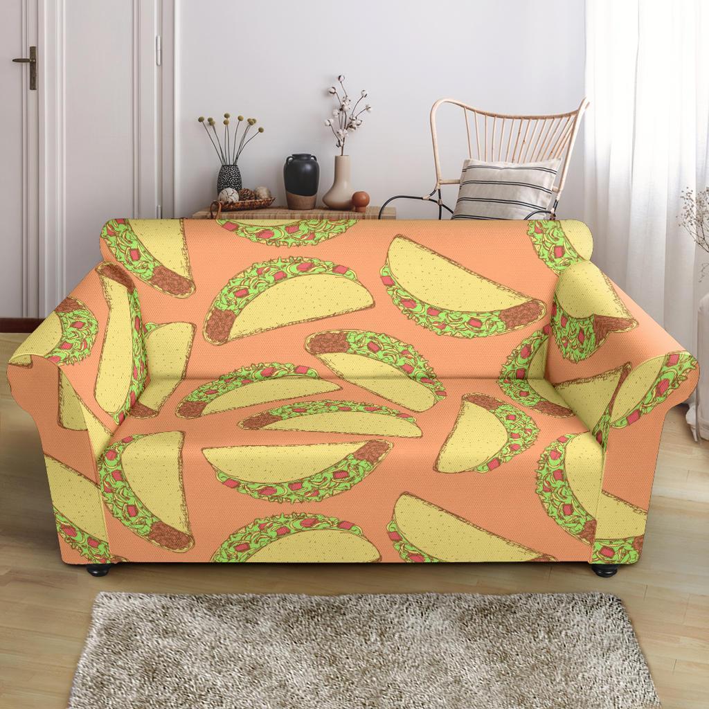 Taco Pattern Print Loveseat Cover-grizzshop