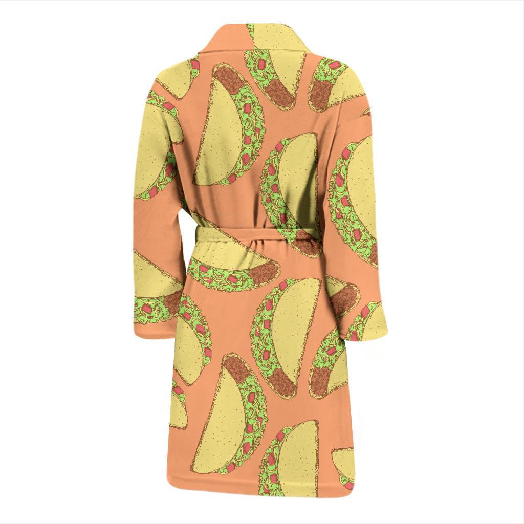 Taco Pattern Print Men Long Robe-grizzshop