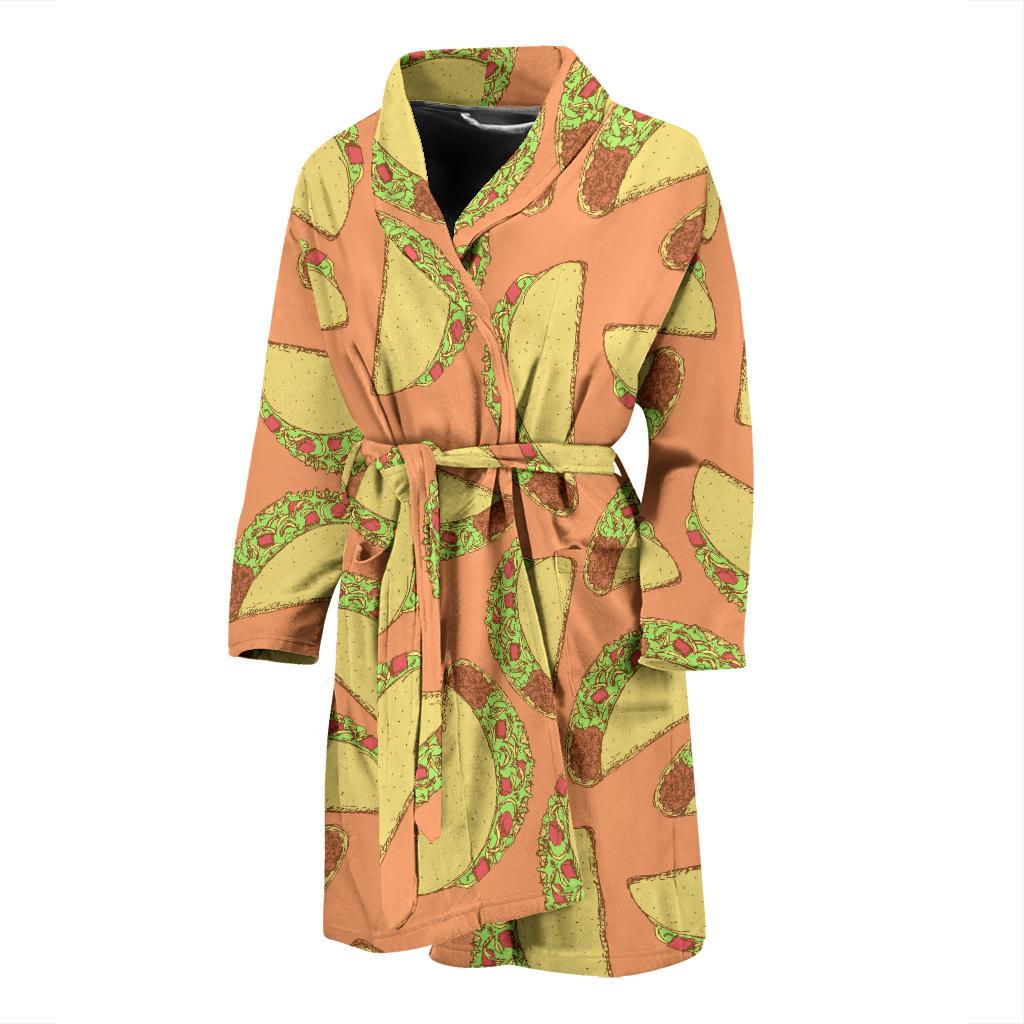 Taco Pattern Print Men Long Robe-grizzshop