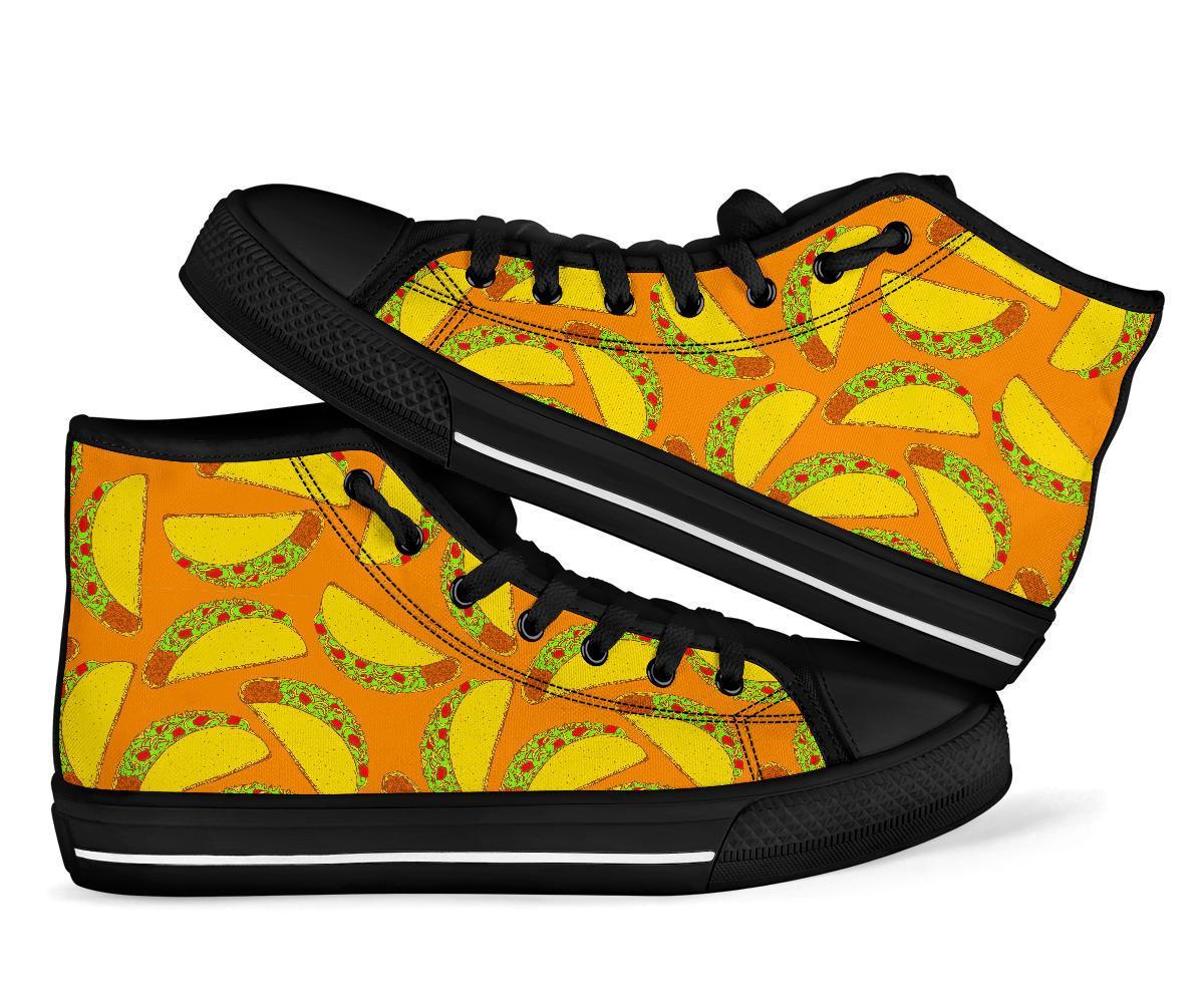 Taco Pattern Print Men Women's High Top Shoes-grizzshop