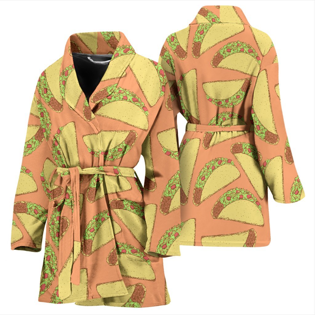 Taco Pattern Print Women Long Robe-grizzshop