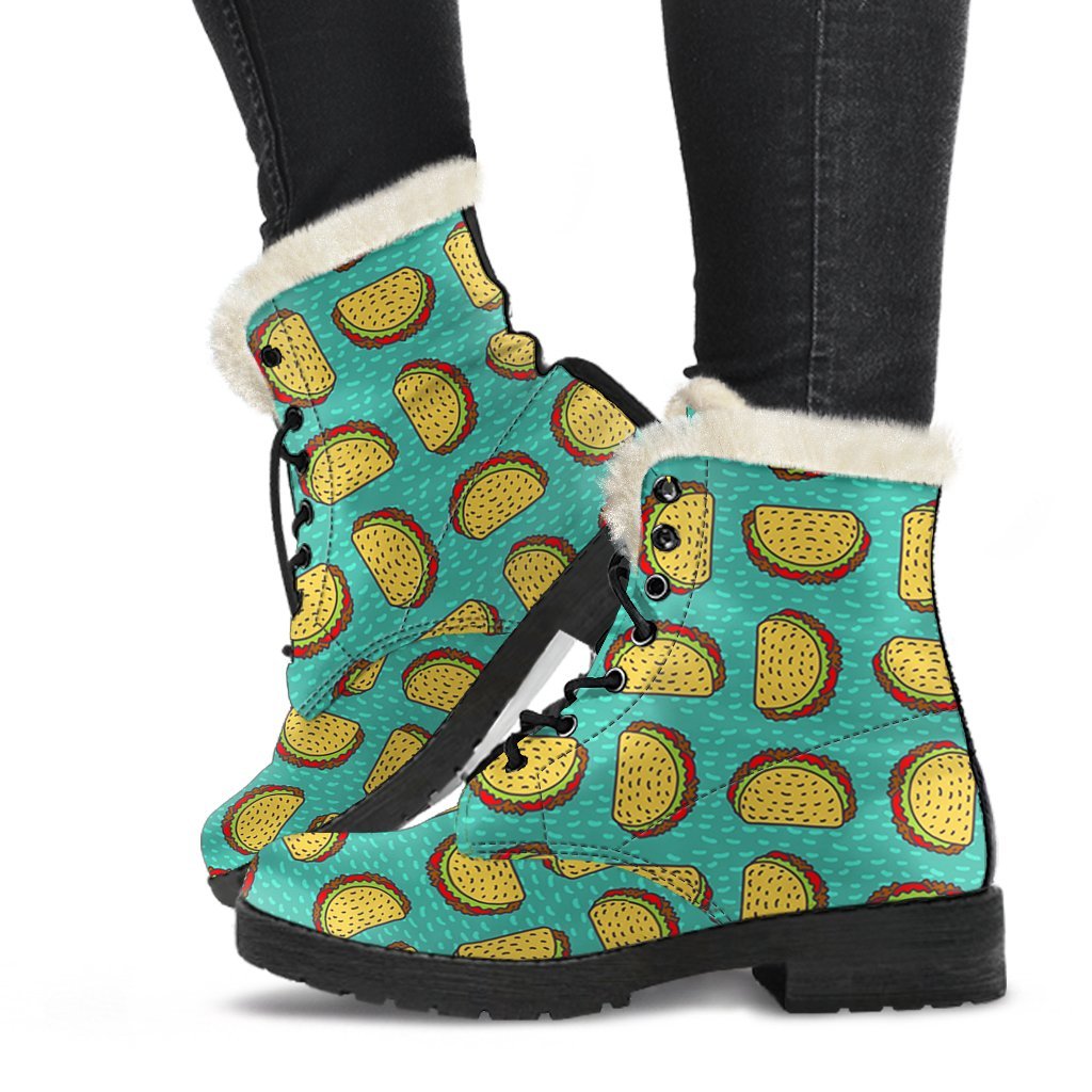 Taco Print Pattern Comfy Winter Boots-grizzshop