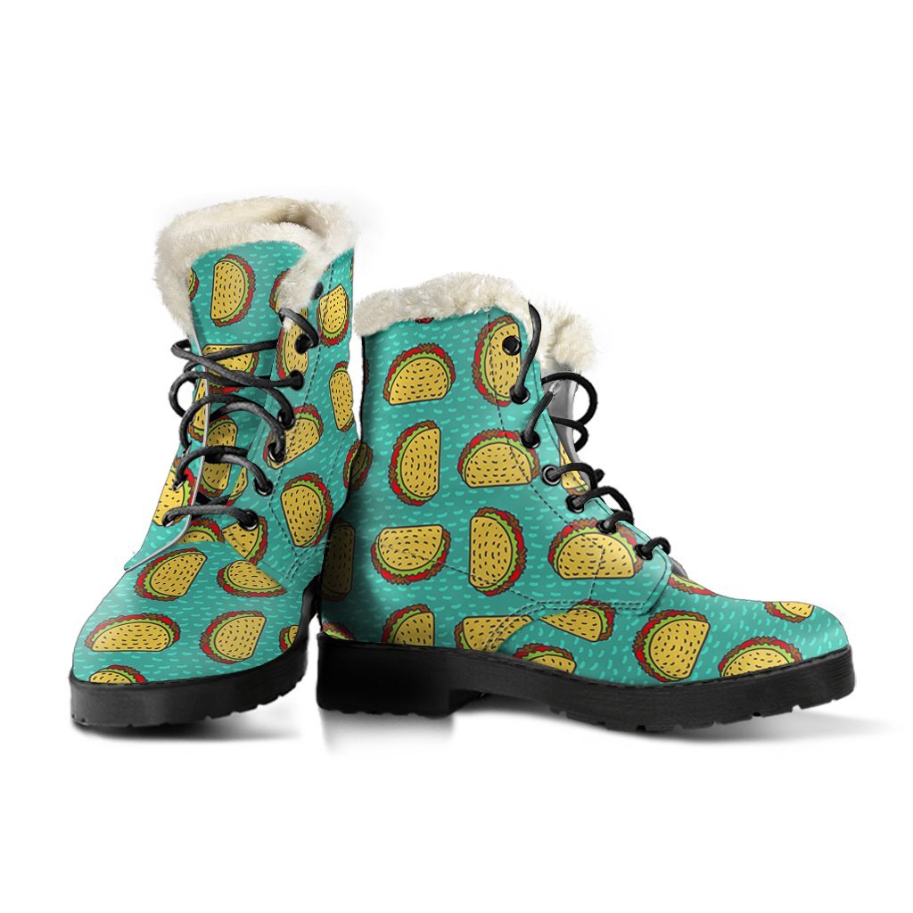 Taco Print Pattern Comfy Winter Boots-grizzshop