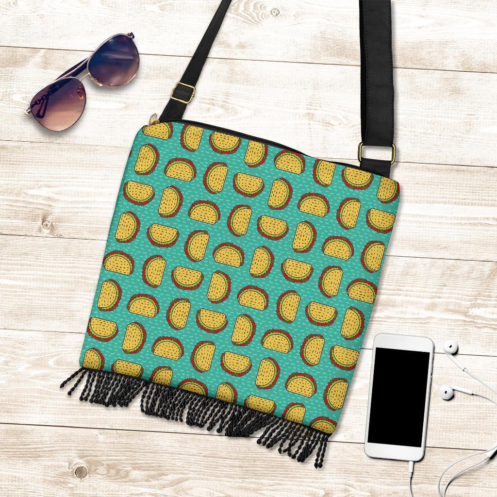 Taco Print Pattern Crossbody Bags-grizzshop