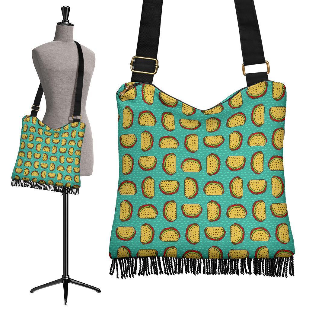 Taco Print Pattern Crossbody Bags-grizzshop