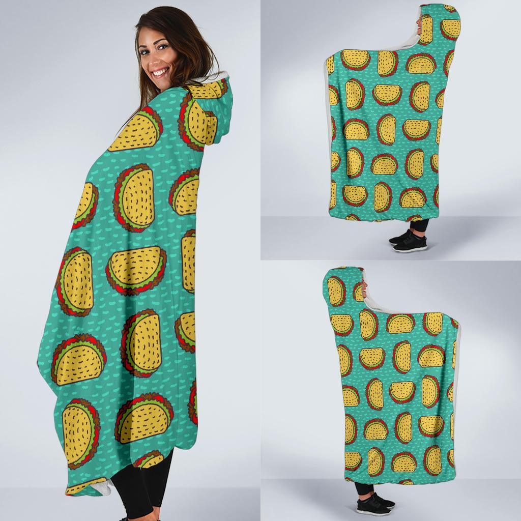 Taco Print Pattern Hooded Blanket-grizzshop