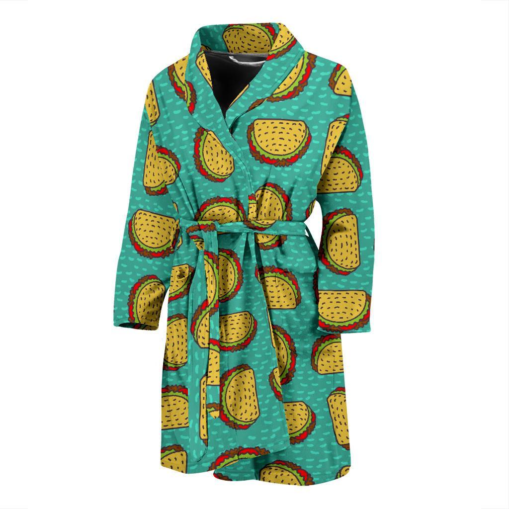 Taco Print Pattern Men Long Robe-grizzshop