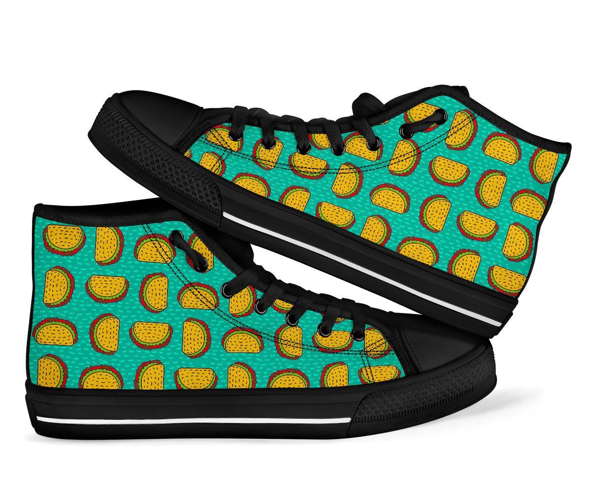 Taco Print Pattern Men Women's High Top Shoes-grizzshop